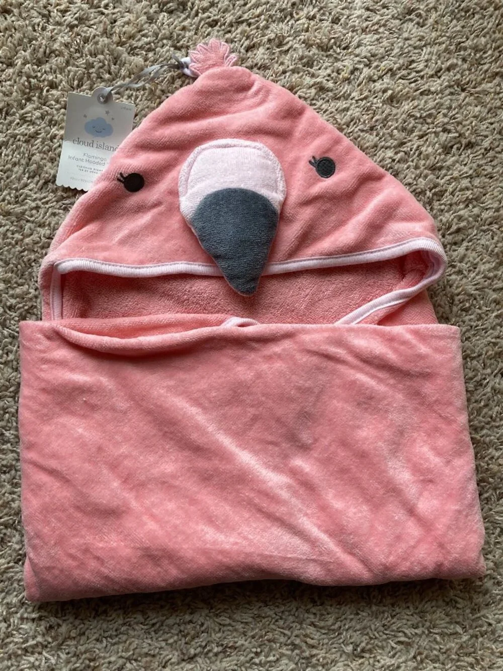 Flamingo Hooded Infant Towel - NWT - Picture 1 of 2